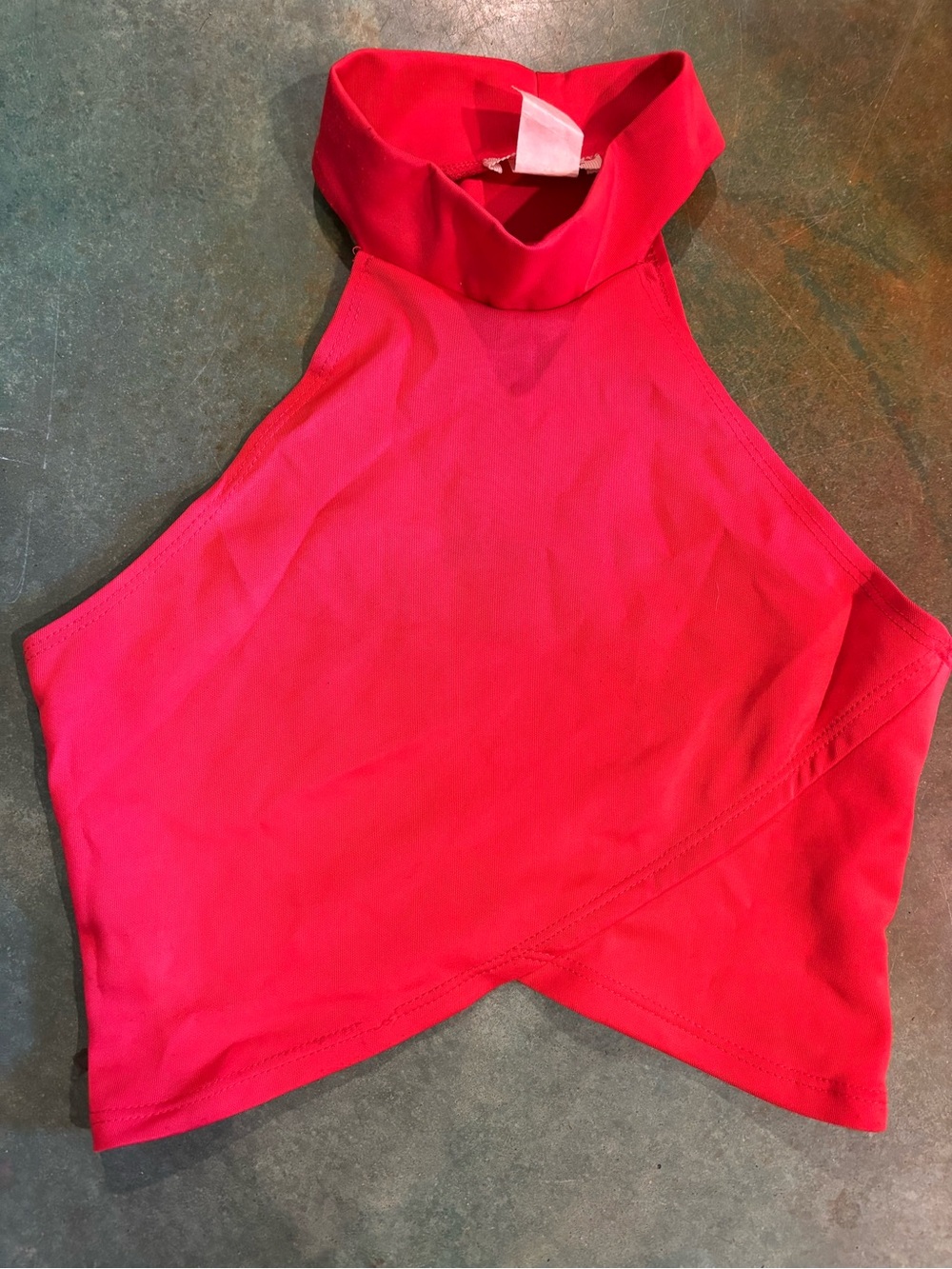High Neck Cropped Tank Top - Hot Pink